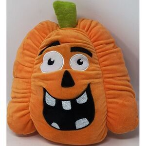 Halloween Jack-o-Lantern with Stem‎ Orange 10" Plush Silly Face Wrinkles EUC